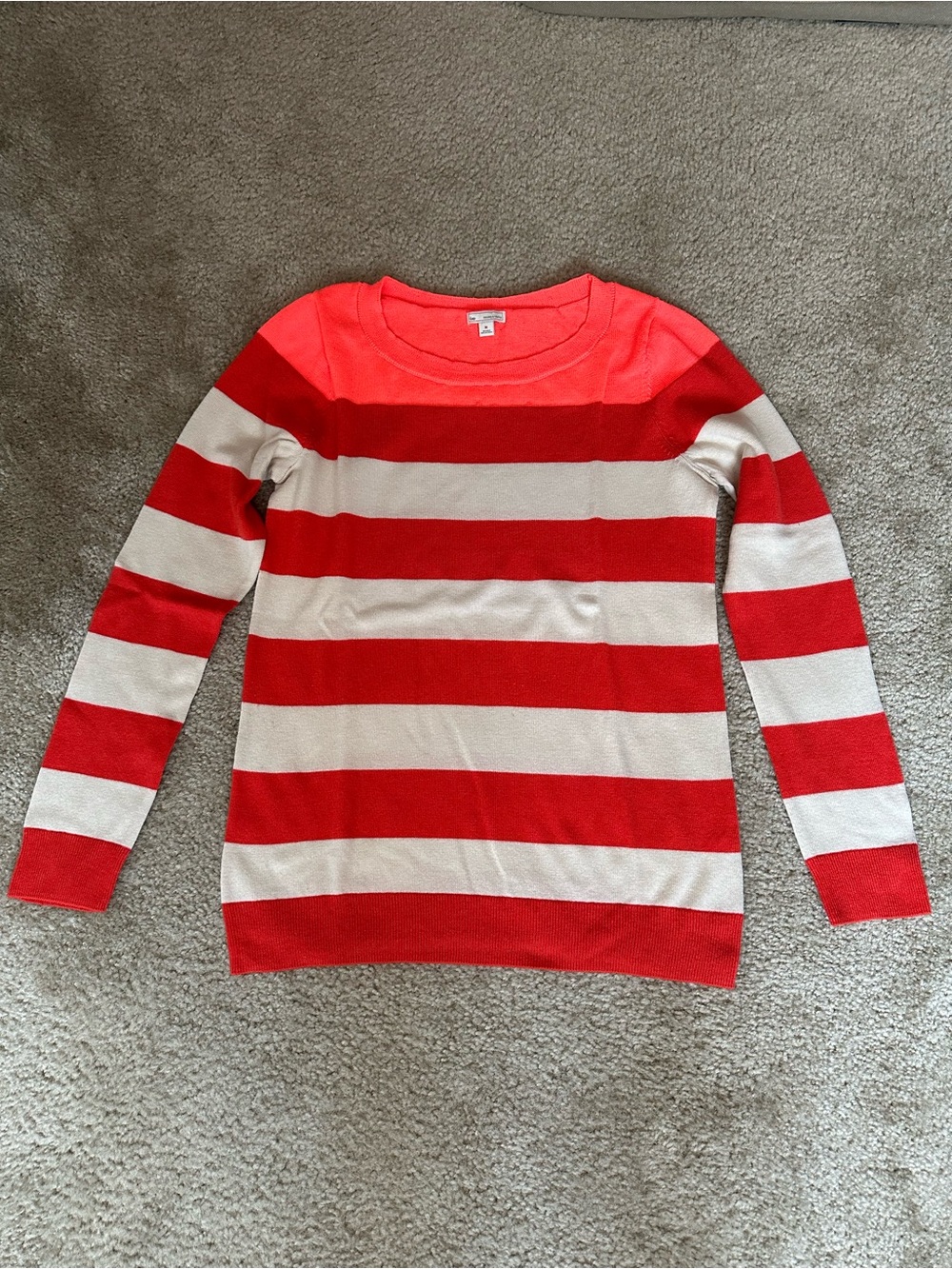 Women’s Gap red and off white striped sweater, size medium